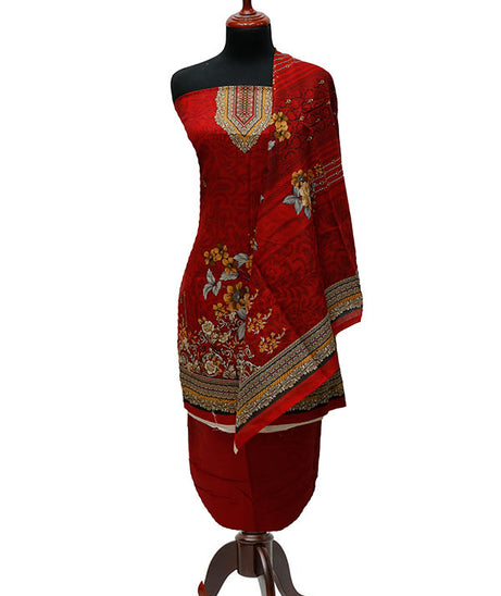 Bareeza Civic Voil Lawn`23 D#912 D Red