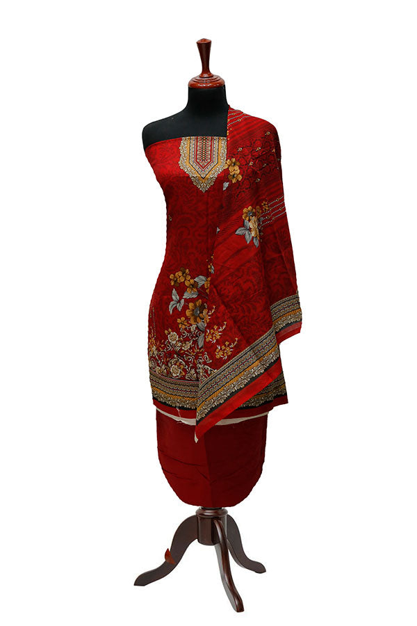 Bareeza Civic Voil Lawn`23 D#912 D Red