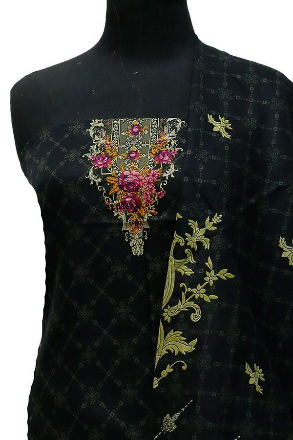 Bareeza Civic Voil Lawn`23 D#916 Black