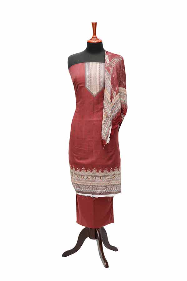 Batool Digital Emb Lawn`23 D#8045 Maroon