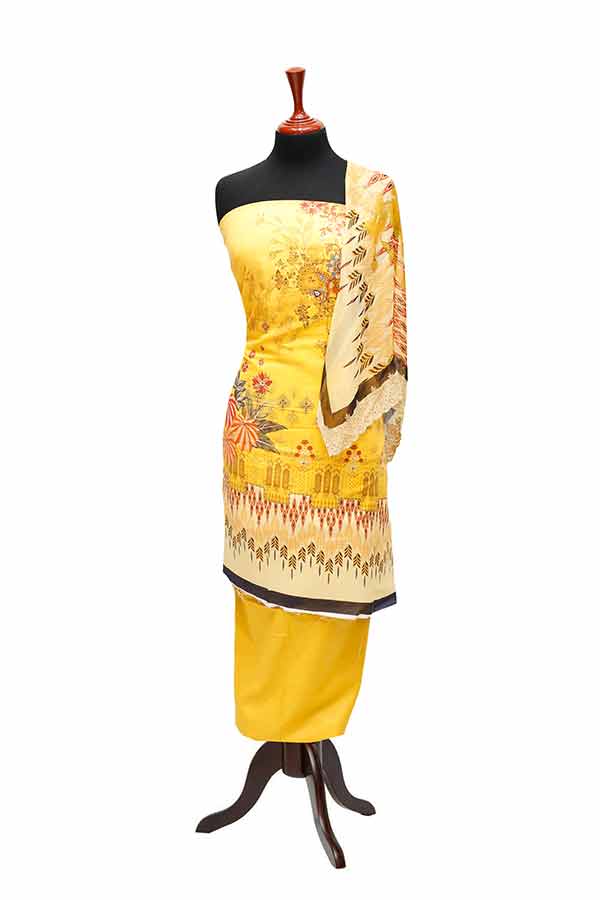 Batool Digital Emb Lawn`23 D#8050 Yellow