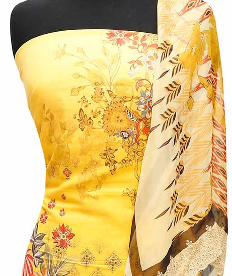 Batool Digital Emb Lawn`23 D#8050 Yellow