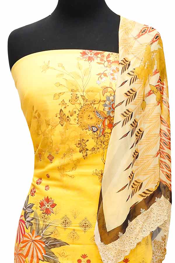 Batool Digital Emb Lawn`23 D#8050 Yellow