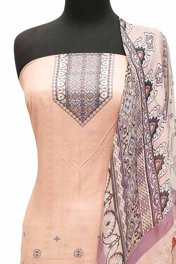 Batool Digital Emb Lawn`23 D#8053 Peach