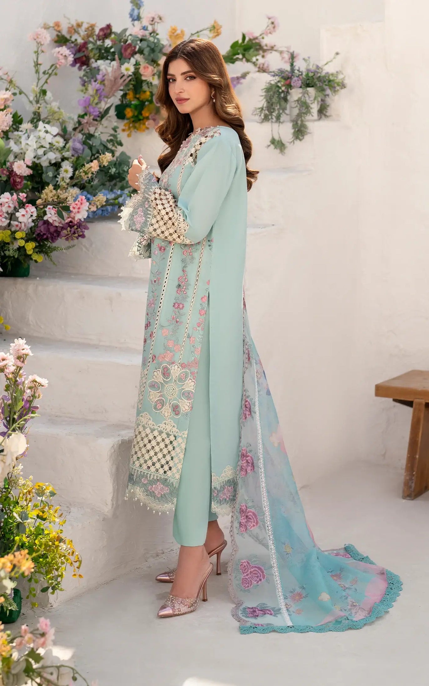 Asifa & Nabeel Azalia Luxury Lawn'25 Bells of Ireland (AZL25-10)