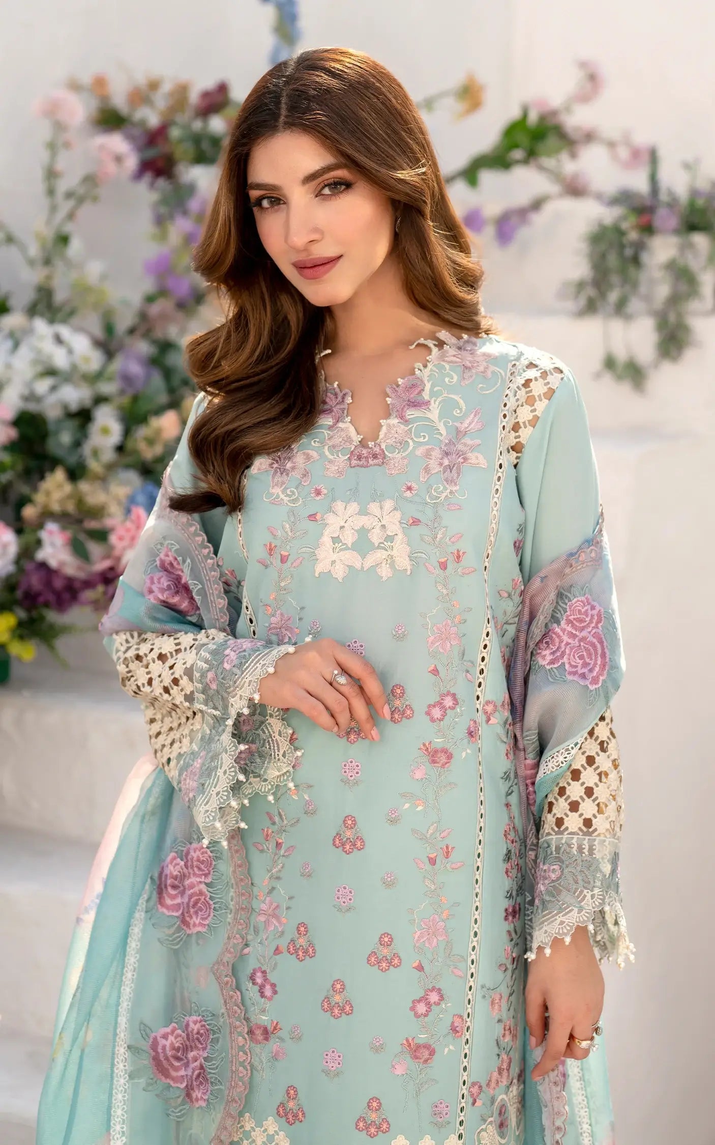 Asifa & Nabeel Azalia Luxury Lawn'25 Bells of Ireland (AZL25-10)