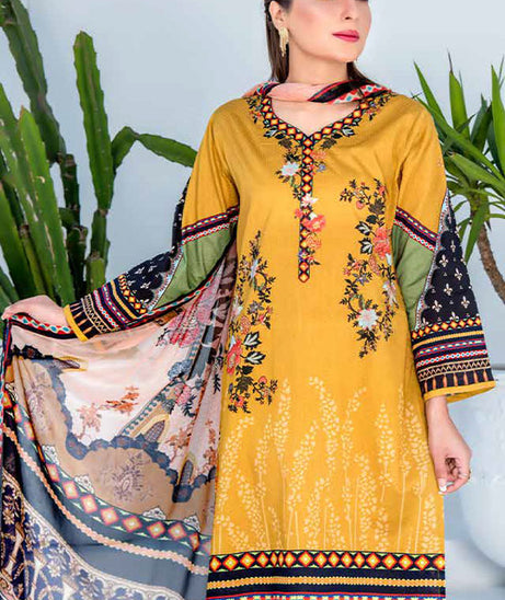 Bin Rafiq Jacquard Lawn`21 D#06  (Mehndi)