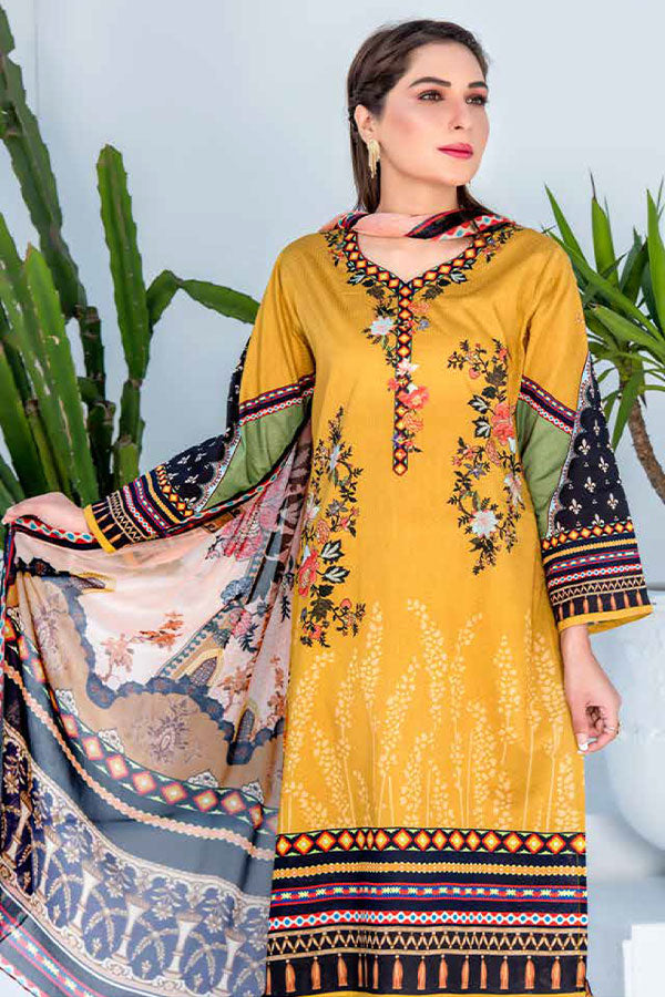 Bin Rafiq Jacquard Lawn`21 D#06  (Mehndi)