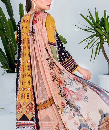 Bin Rafiq Jacquard Lawn`21 D#06  (Mehndi)