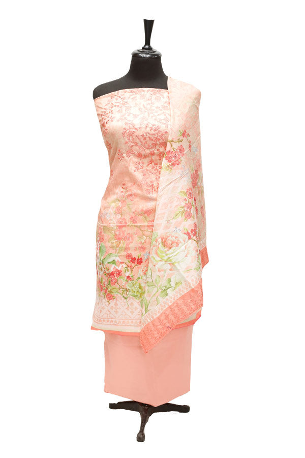 Bin Saeed E/Lawn C/Dupatta`22 D#0007 Peach
