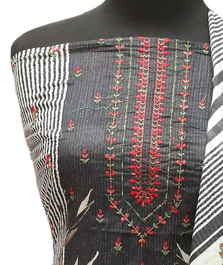 Bin Saeed E/Lawn C/Dupatta`22 D#0021 Black