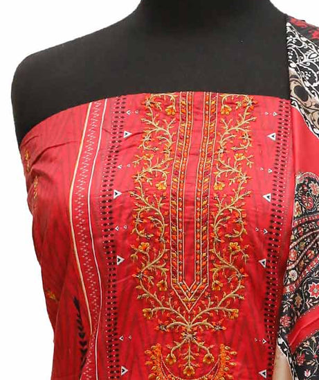 Bin Saeed Emb Linen`21 D#20423 (Red)