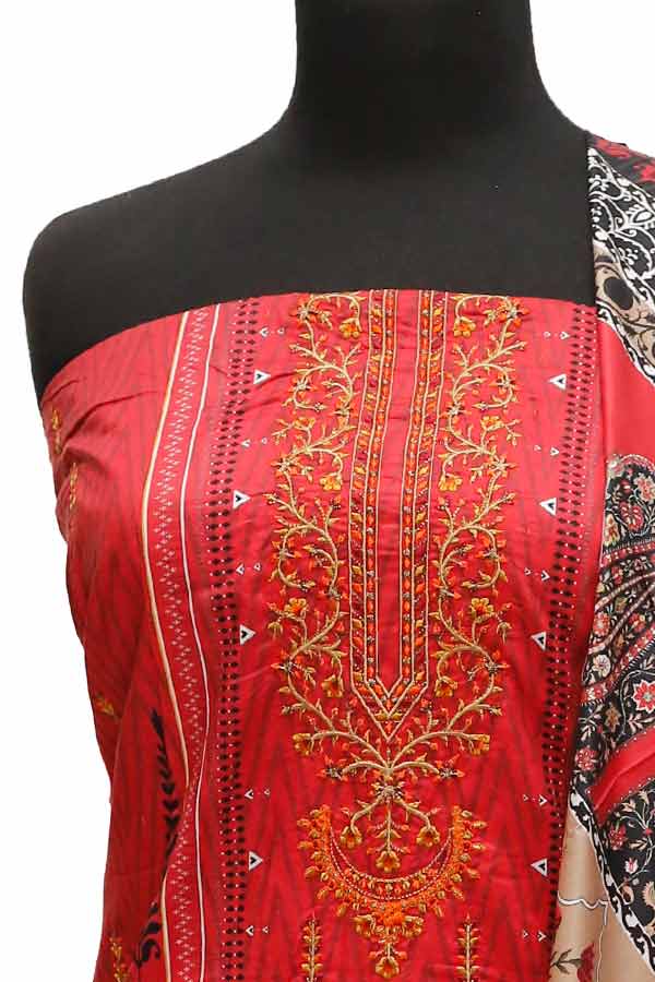 Bin Saeed Emb Linen`21 D#20423 (Red)