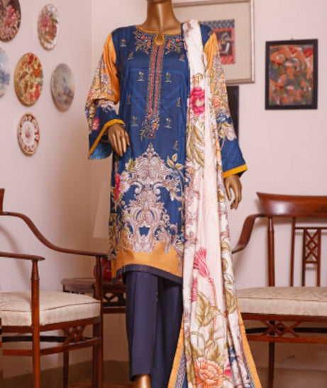 Bin Saeed Emb Linen`21 D#19902 (Blue)