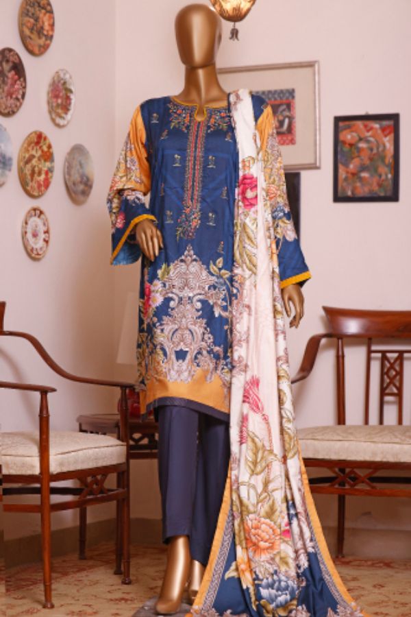 Bin Saeed Emb Linen`21 D#19902 (Blue)