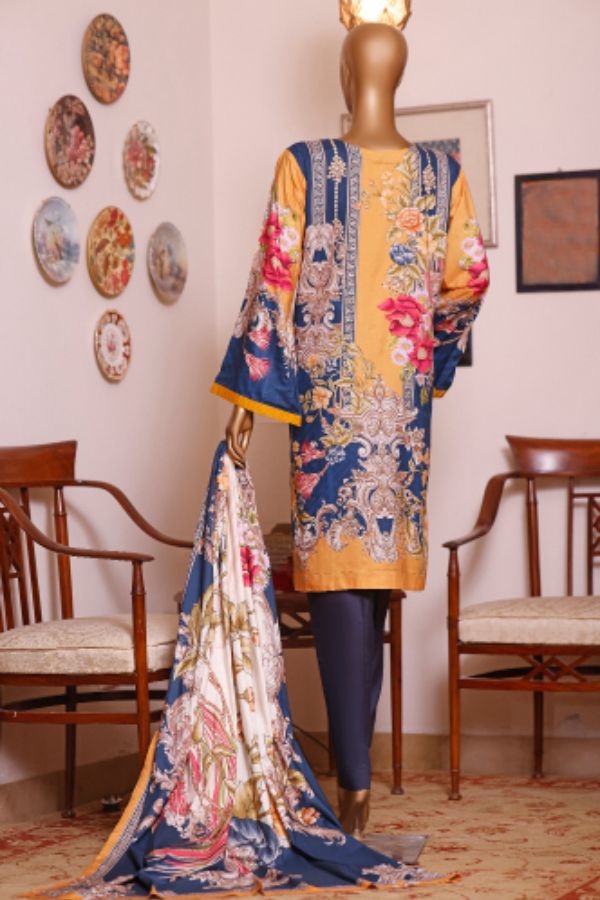 Bin Saeed Emb Linen`21 D#19902 (Blue)