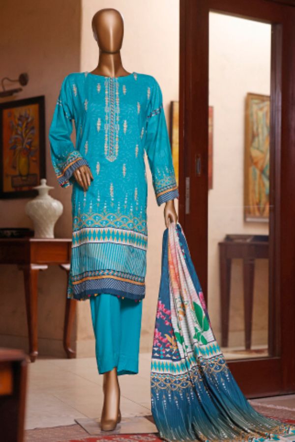 Bin Saeed Emb Linen`21 D#19911 (Sea Green)