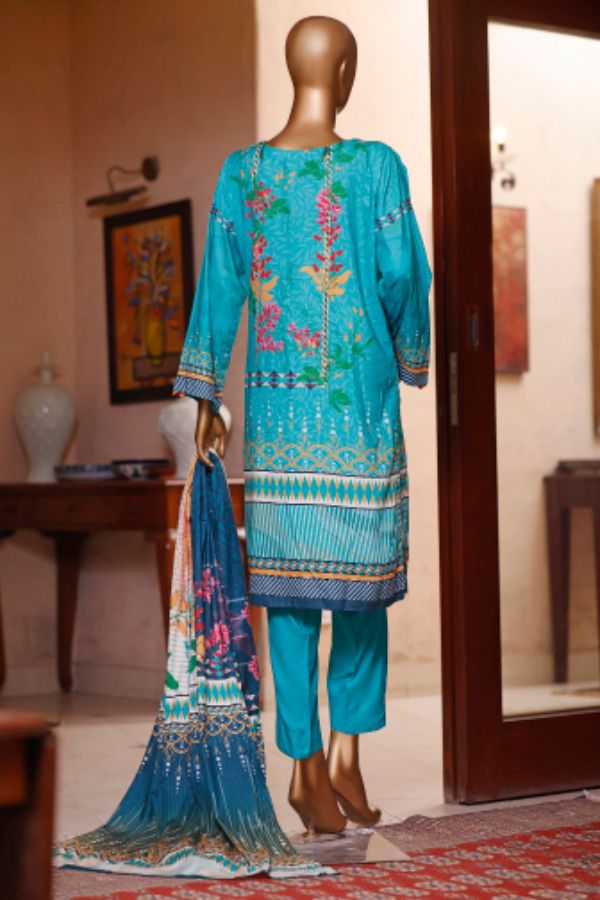 Bin Saeed Emb Linen`21 D#19911 (Sea Green)
