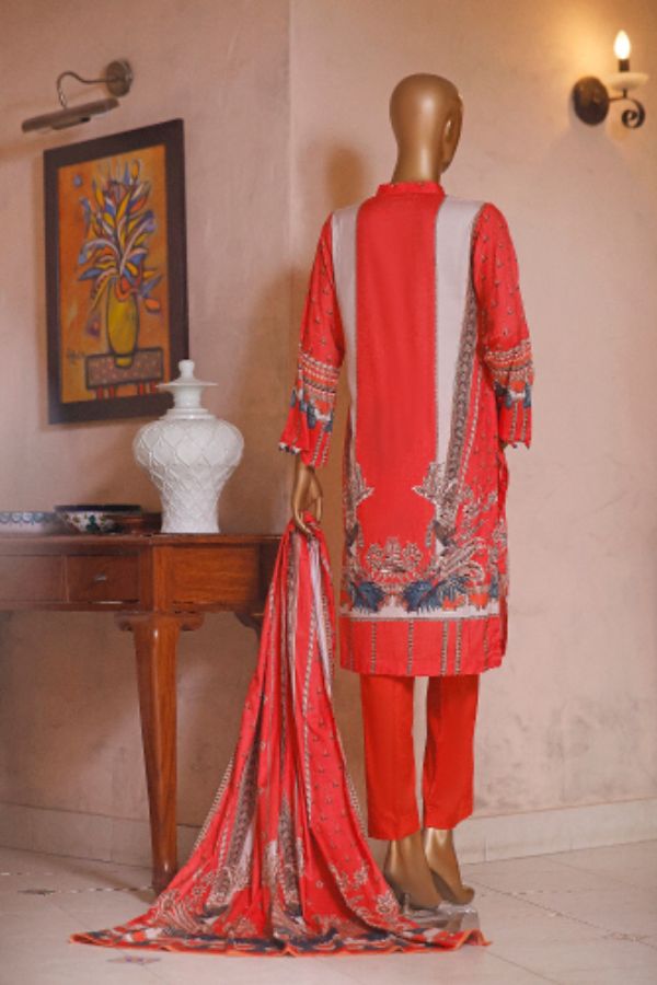 Bin Saeed Emb Linen`21 D#19954 (Orange)