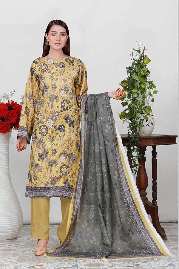 Bin Shahid Fancy Airjet Lawn`25 V#09 Mustard