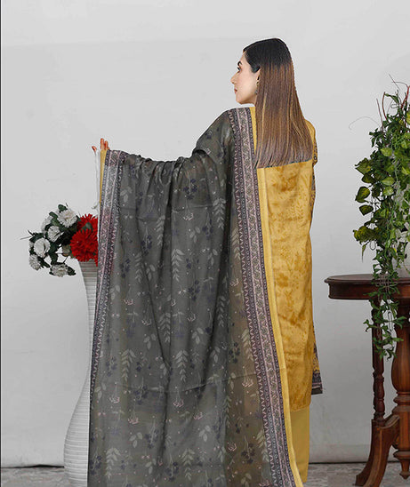 Bin Shahid Fancy Airjet Lawn`25 V#09 Mustard