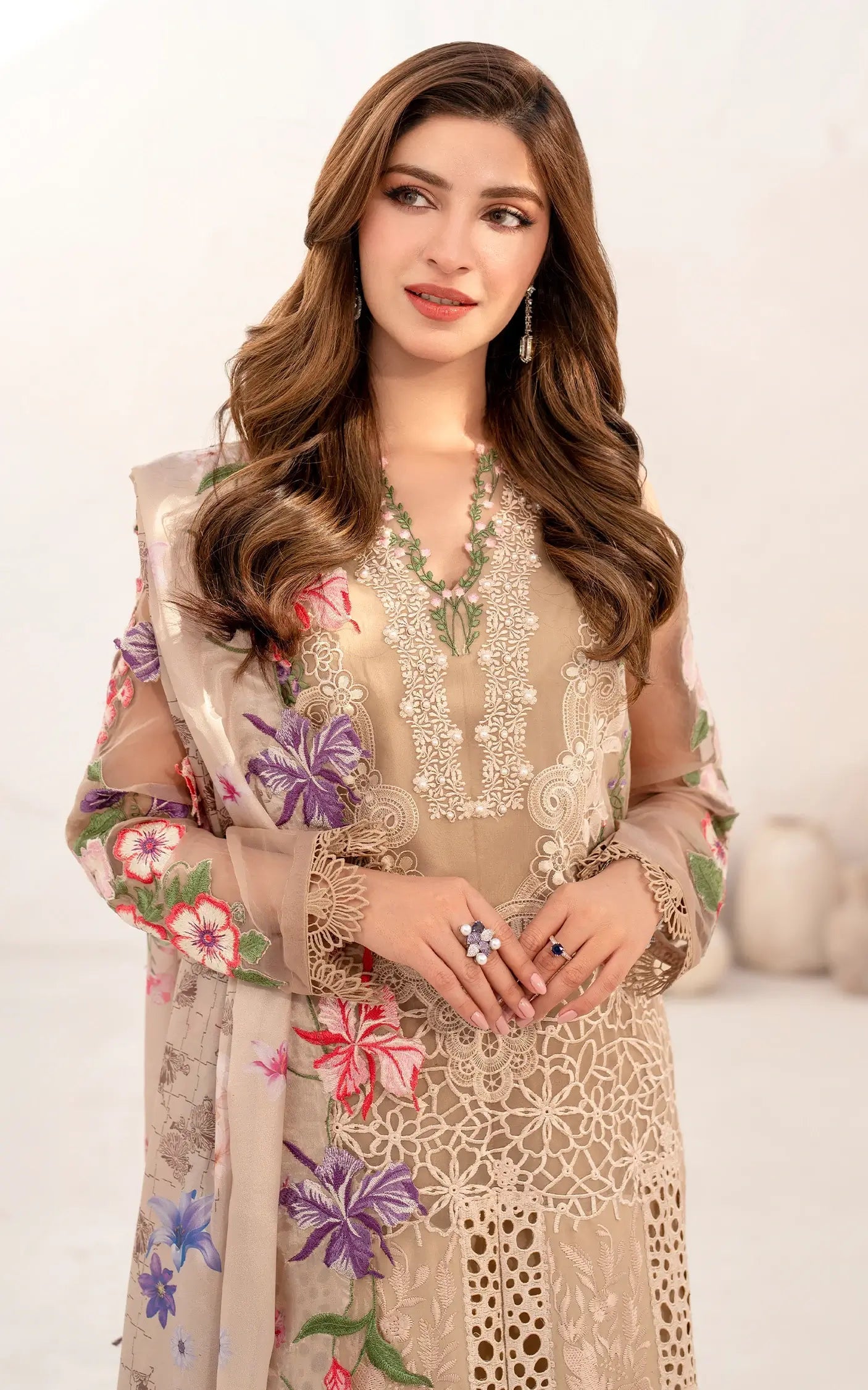 Asifa & Nabeel Azalia Luxury Lawn'25 Carnation (AZL25-09)