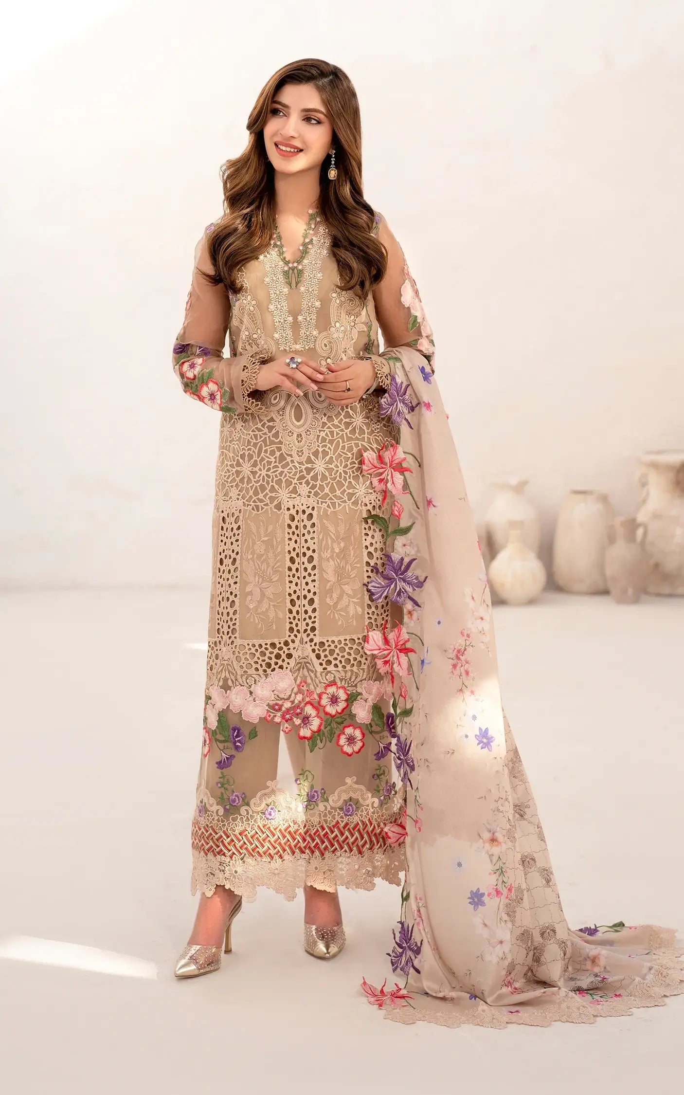 Asifa & Nabeel Azalia Luxury Lawn'25 Carnation (AZL25-09)