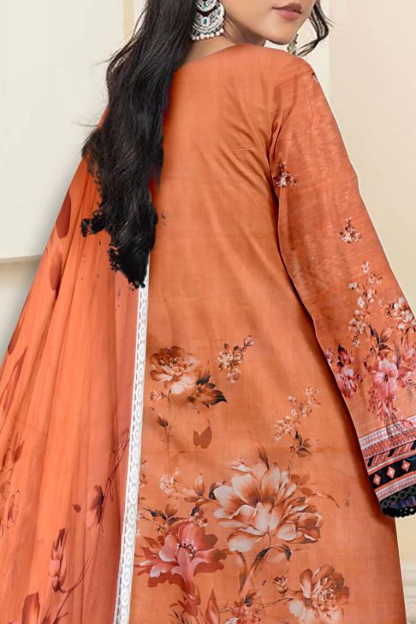 Classy Digital Emb Lawn`23 Peach