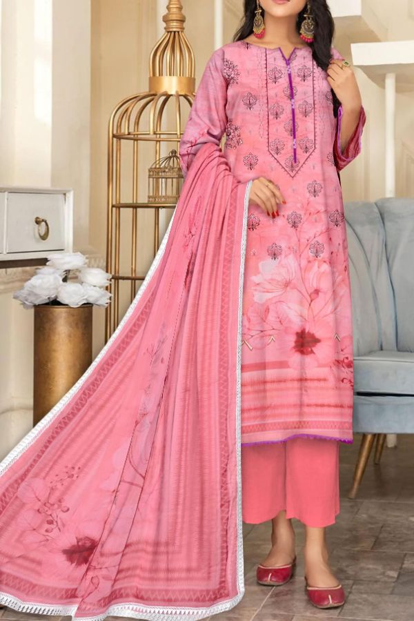 Classy Digital Emb Lawn`23 Pink