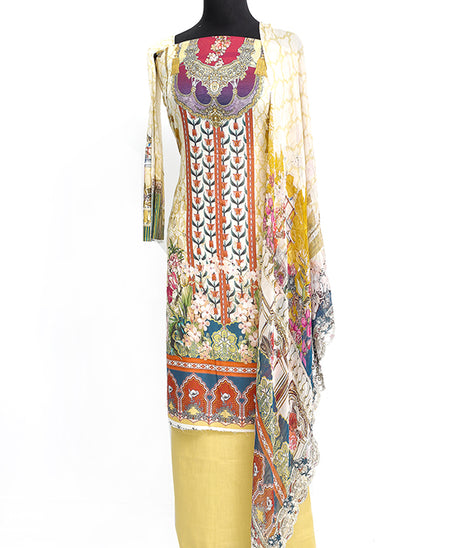 Egyption E9 D/Emb C/Dupatta`20 D#877 (Yellow)