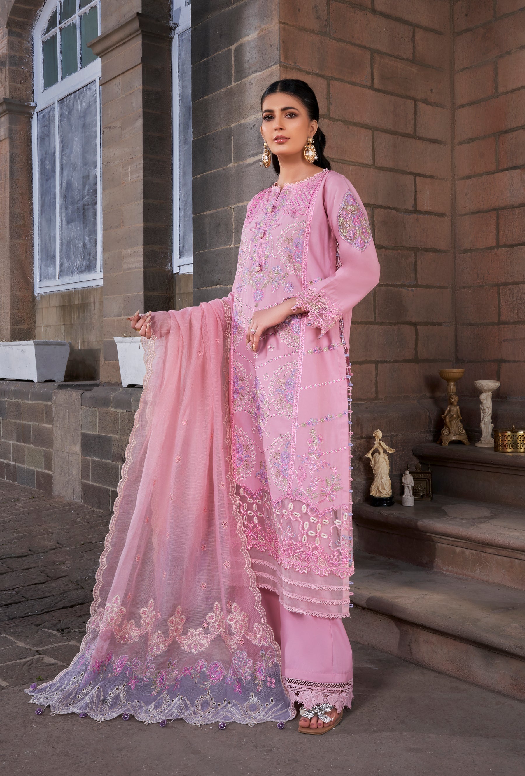 Atiya Irfan Preet Luxury Lawn`25 BLUSH ROSE