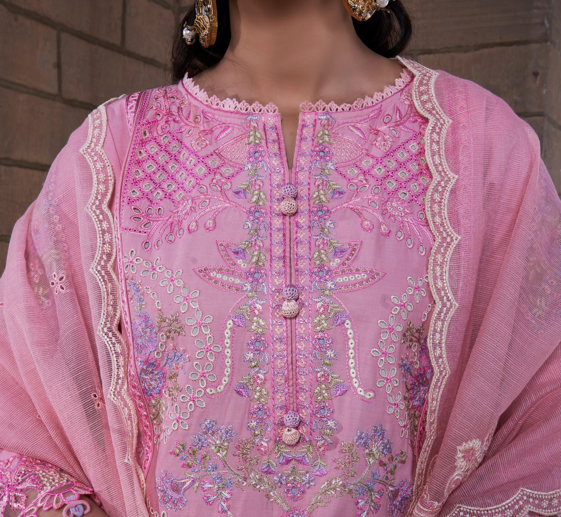 Atiya Irfan Preet Luxury Lawn`25 BLUSH ROSE