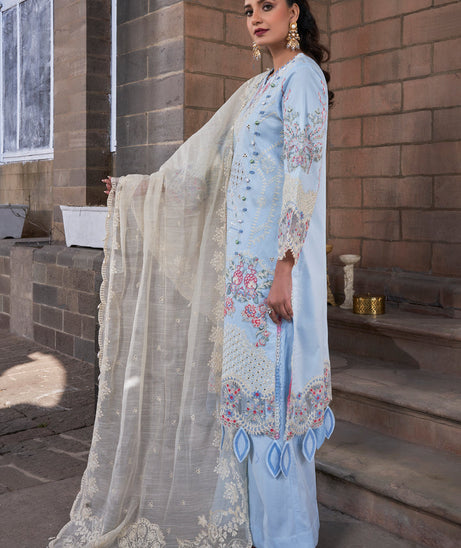 Atiya Irfan Preet Luxury Lawn`25 VAILA BLUE