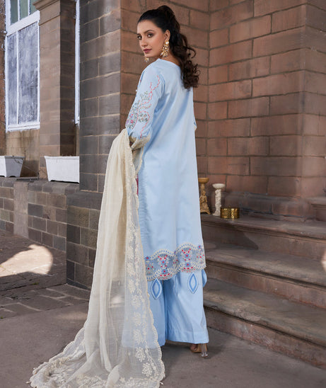 Atiya Irfan Preet Luxury Lawn`25 VAILA BLUE