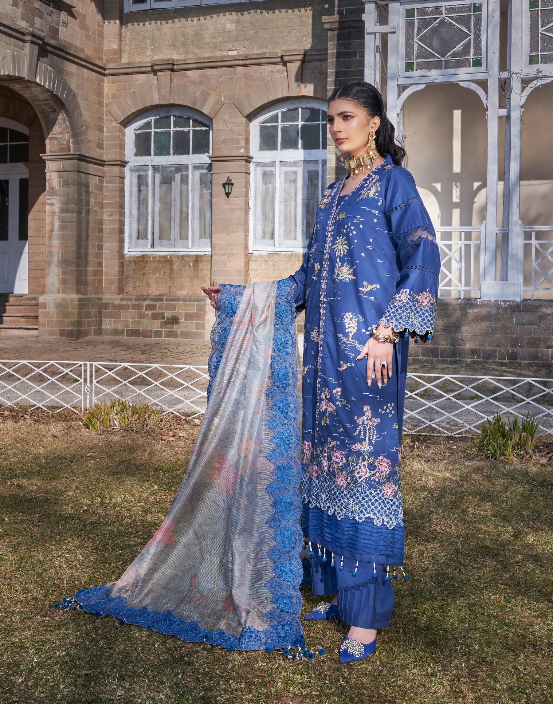 Atiya Irfan Preet Luxury Lawn`25 MISORA BLUE