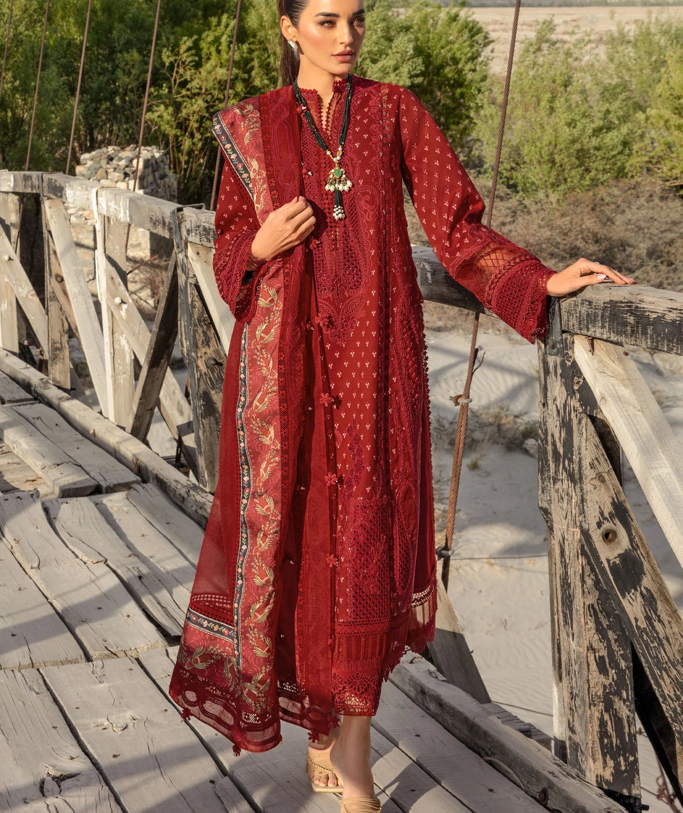 CRIMSON LAWN 2024 D#1A (Dancing Paisleys - Ruby