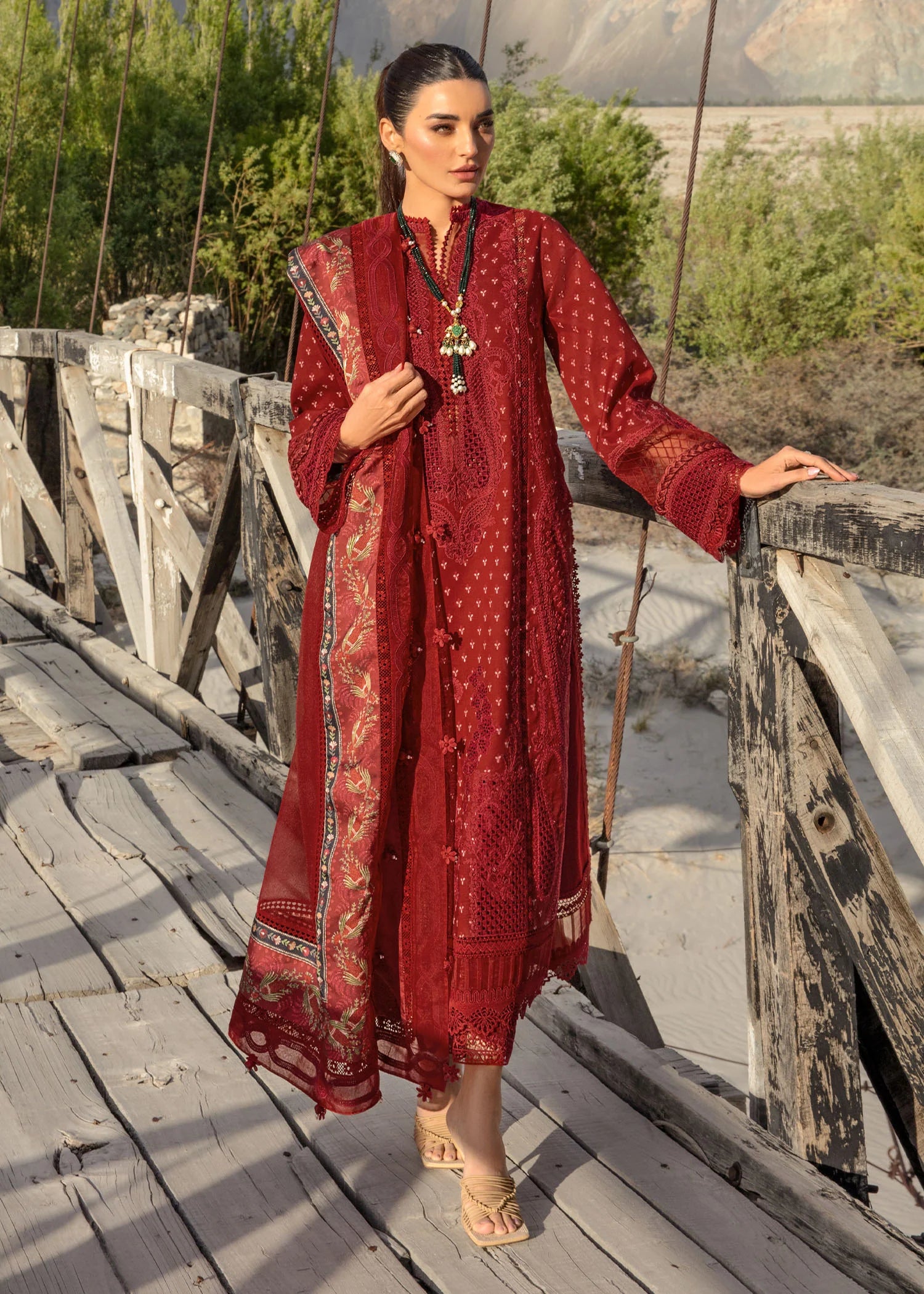 CRIMSON LAWN 2024 D#1A (Dancing Paisleys - Ruby