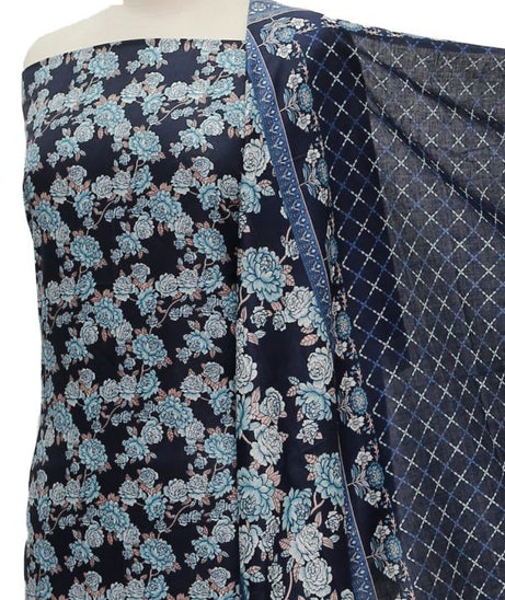Daman Print Lawn`21 D#1316 (Nevy Blue)