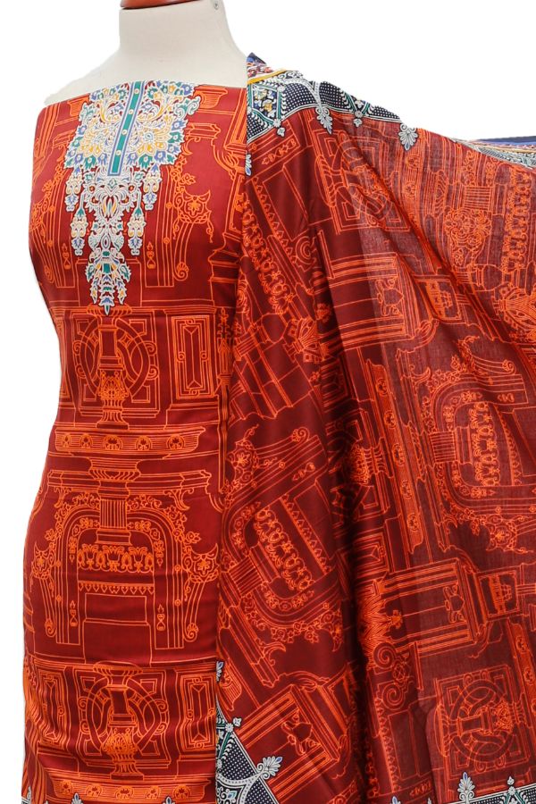Daman Print Lawn`21 D#1322 (Rust)