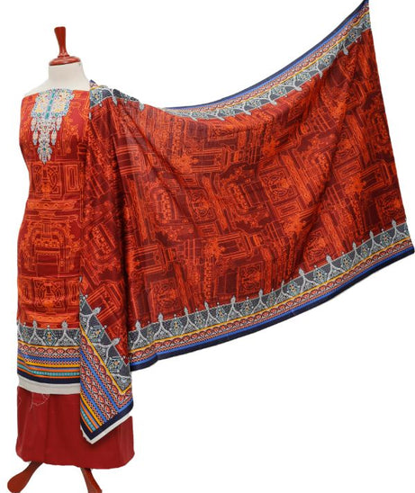 Daman Print Lawn`21 D#1322 (Rust)
