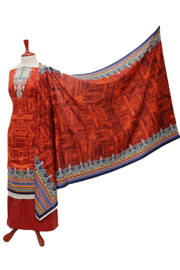 Daman Print Lawn`21 D#1322 (Rust)
