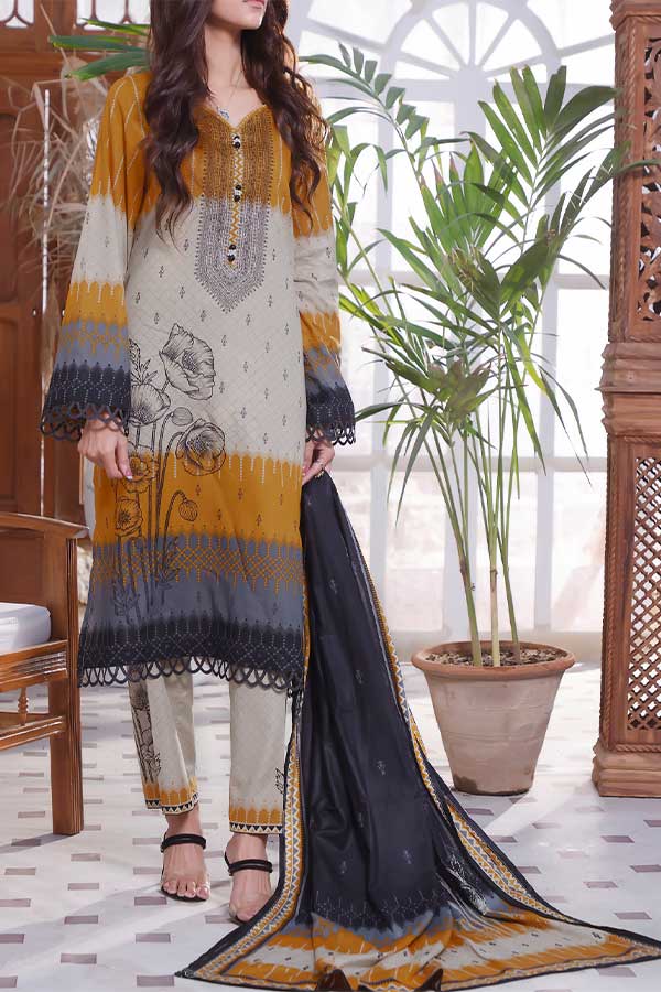 Daman Print Lawn'22 D#1502 Mustard