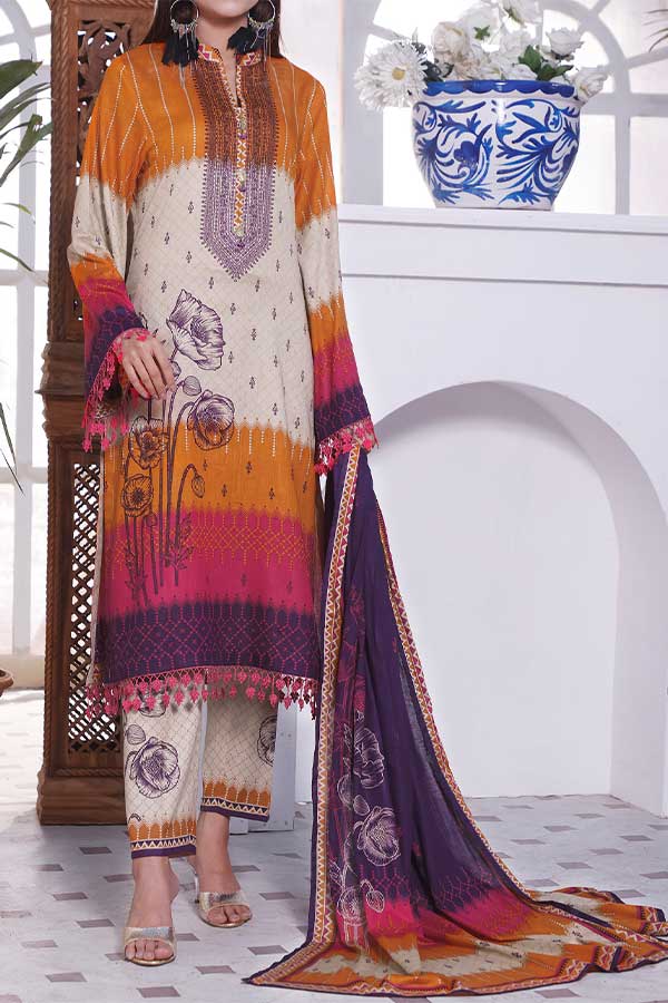 Daman Print Lawn'22 D#1502 Orange