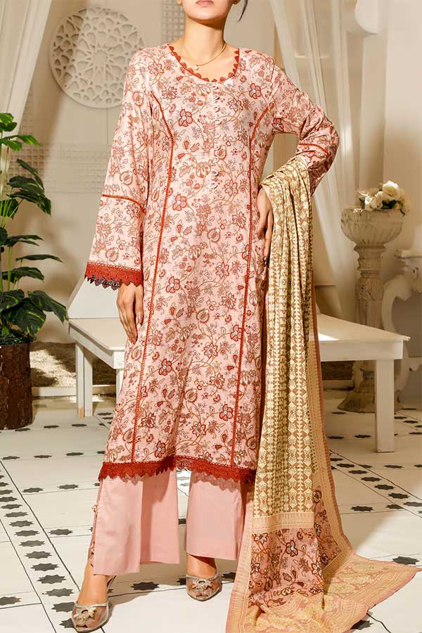 Daman Print Lawn'22 D#1518 Peach