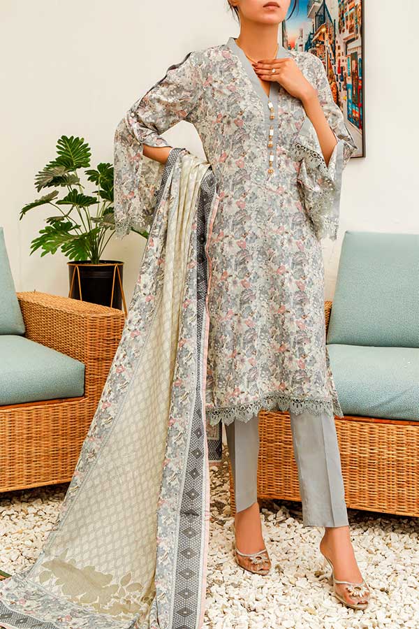 Daman Print Lawn'22 D#1519 Grey