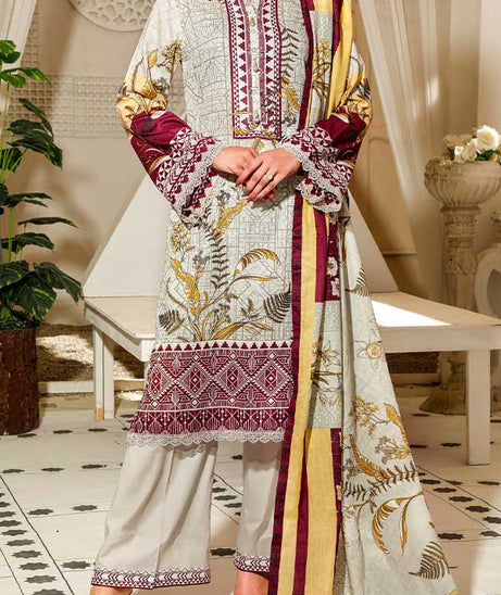 Daman Print Lawn'22 D#1526 Maroon