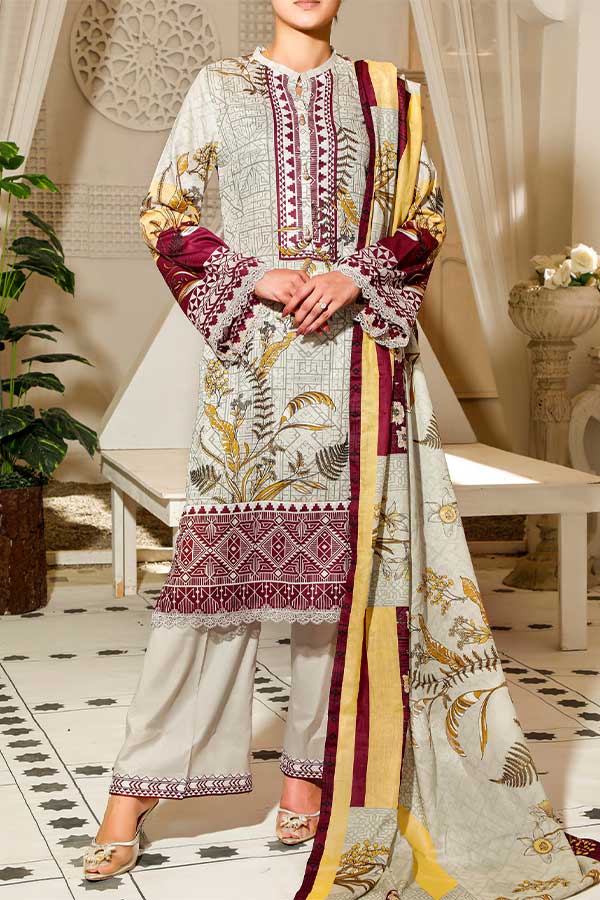Daman Print Lawn'22 D#1526 Maroon