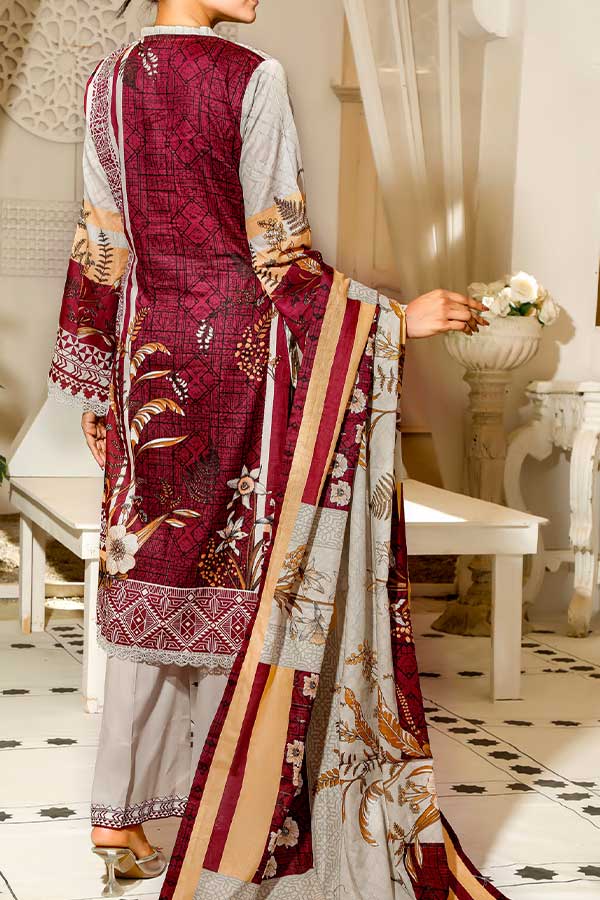 Daman Print Lawn'22 D#1526 Maroon