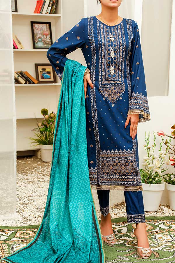 Daman Print Lawn'22 D#1529 Nevy Blue
