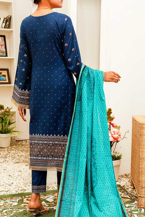 Daman Print Lawn'22 D#1529 Nevy Blue